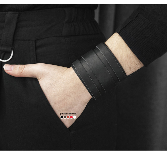 Leather cuff bracelet for men or women, code 3574