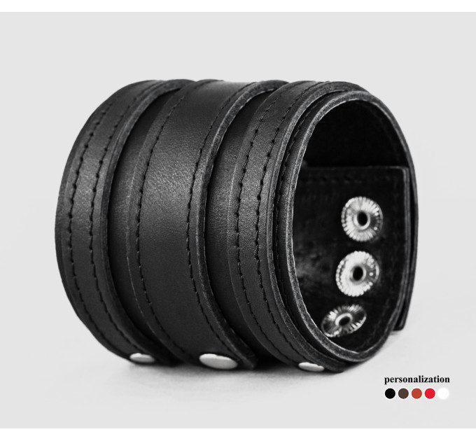 Leather cuff bracelet for men or women, code 3574st