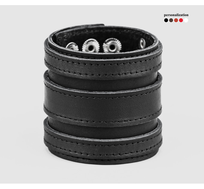 Leather cuff bracelet for men or women, code 3574st