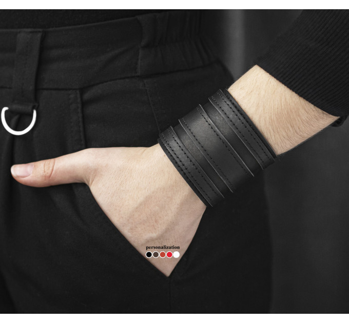 Leather cuff bracelet for men or women, code 3574st