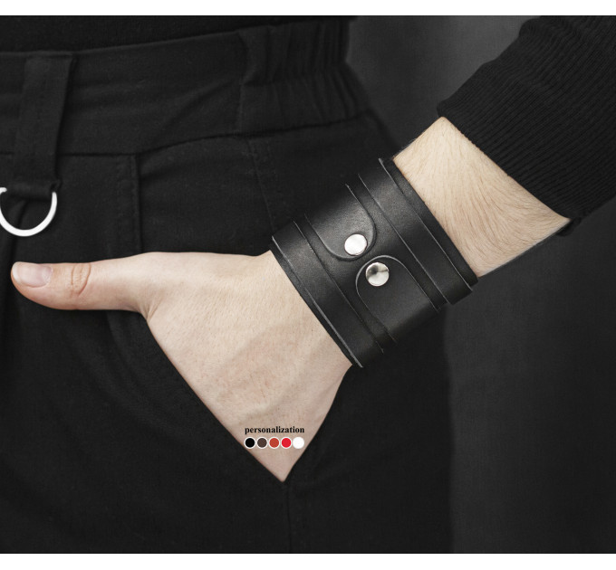 Leather cuff bracelet for men or women, code 3575