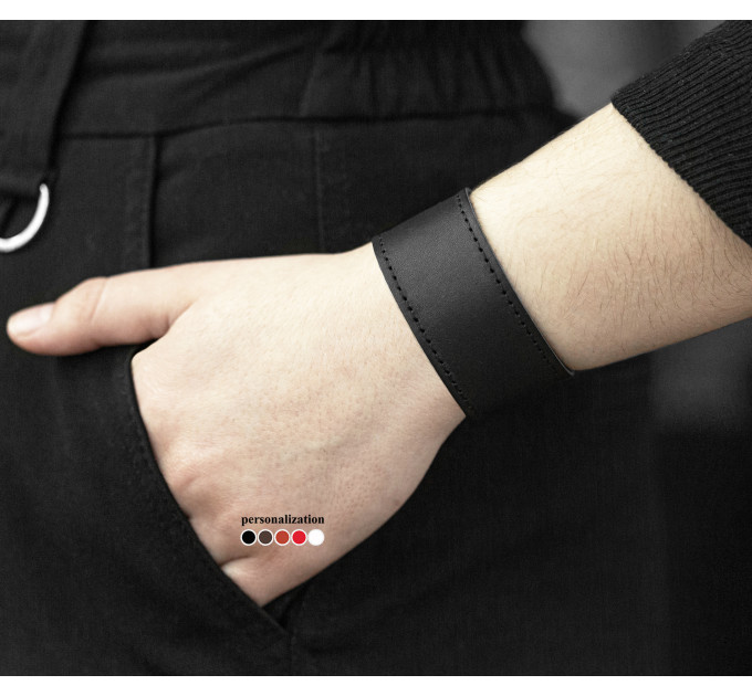 Leather cuff bracelet for men or women, code 3601st