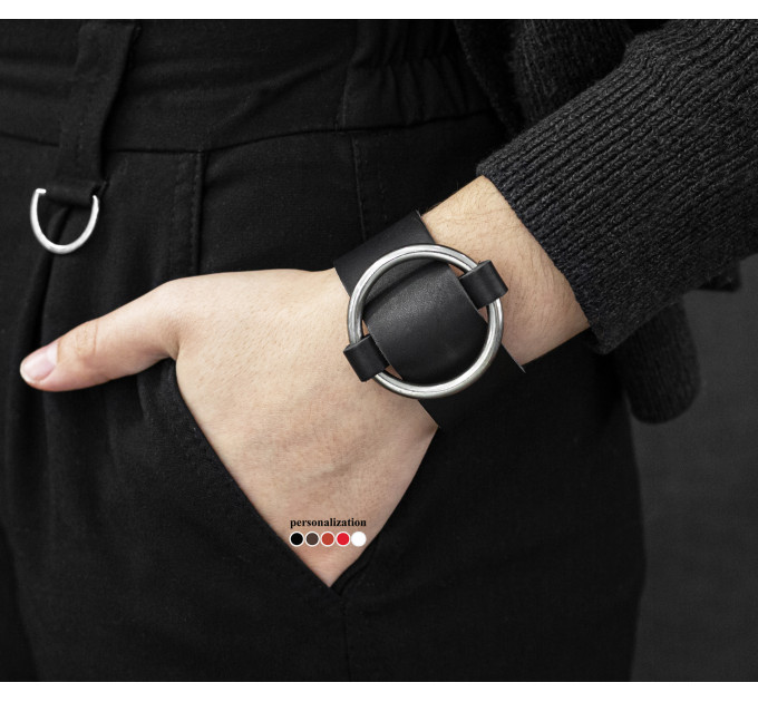 Leather cuff bracelet for men or women, code 3611