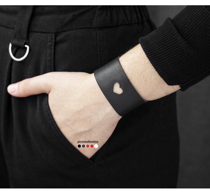 Leather cuff bracelet for men or women, code 3622