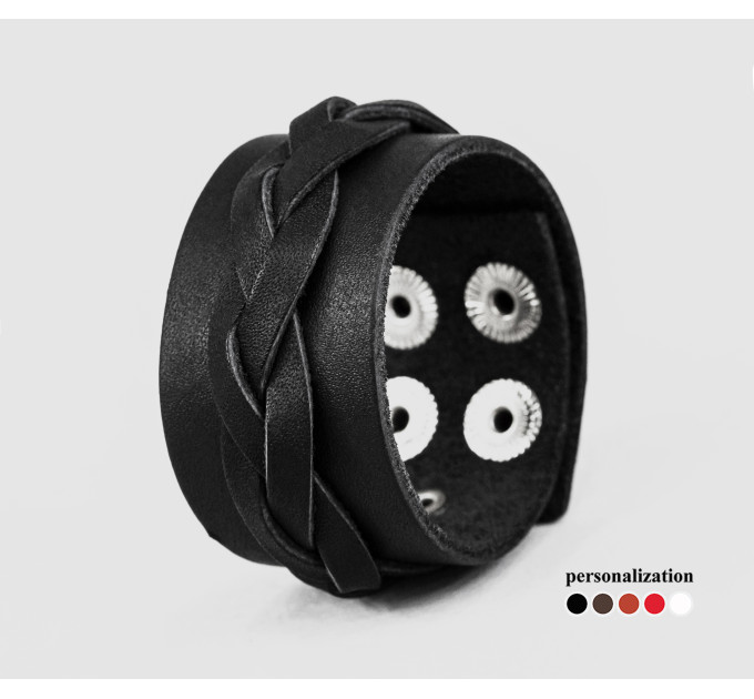 Leather cuff bracelet for men or women, code 3631