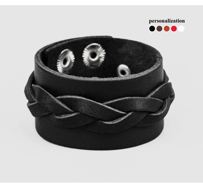 Leather cuff bracelet for men or women, code 3631