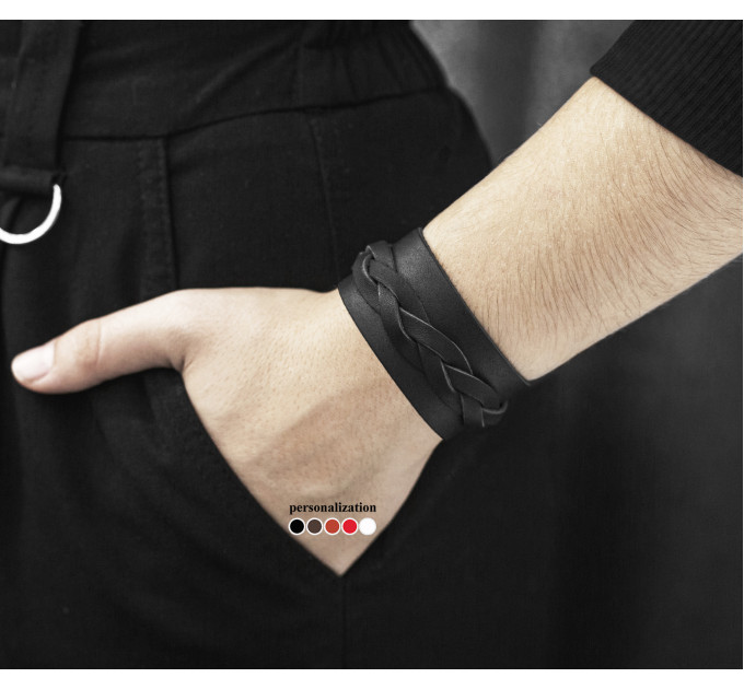 Leather cuff bracelet for men or women, code 3631
