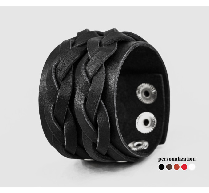 Leather cuff bracelet for men or women, code 3632