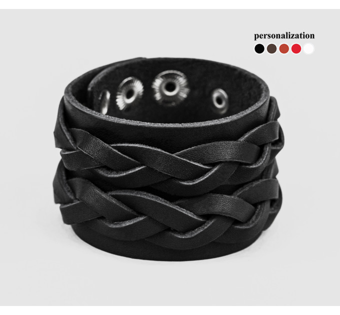 Leather cuff bracelet for men or women, code 3632