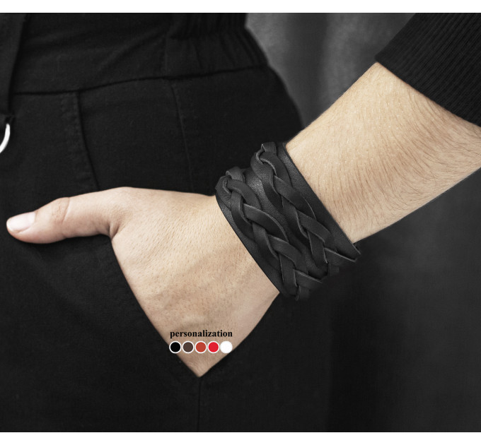 Leather cuff bracelet for men or women, code 3632