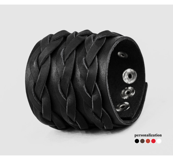 Leather cuff bracelet for men or women, code 3633