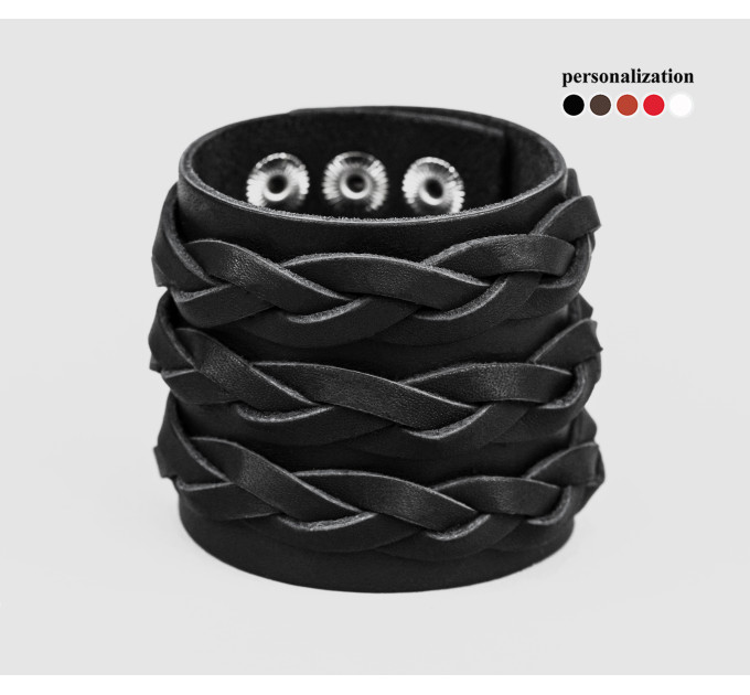 Leather cuff bracelet for men or women, code 3633