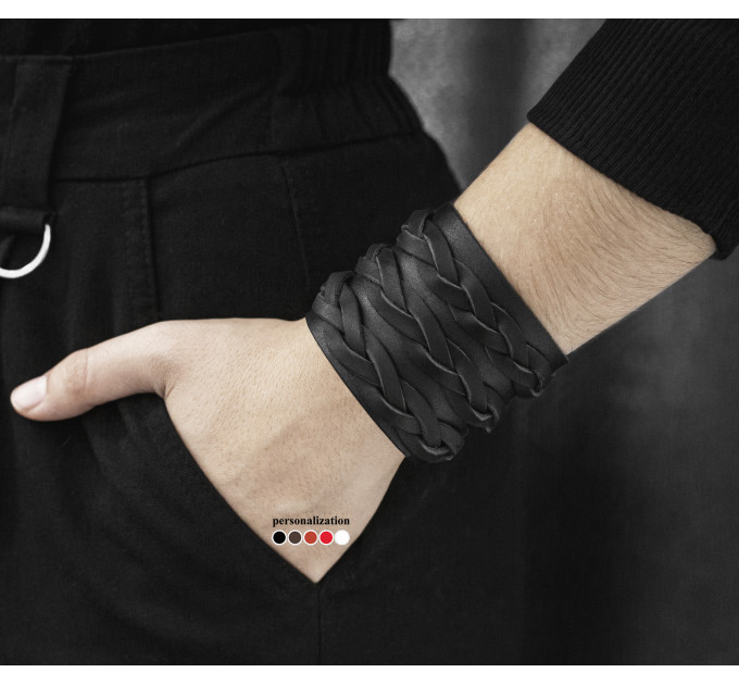 Leather cuff bracelet for men or women, code 3633