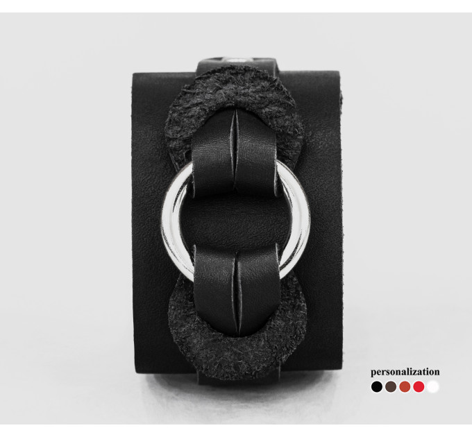 Leather cuff bracelet for men or women, code 3755