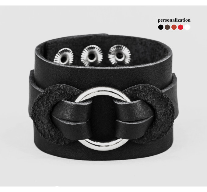 Leather cuff bracelet for men or women, code 3755