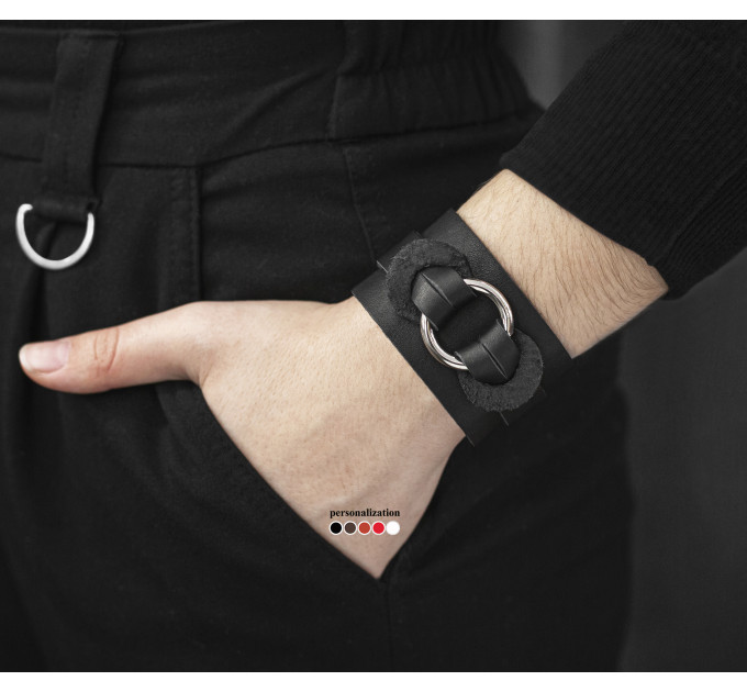 Leather cuff bracelet for men or women, code 3755