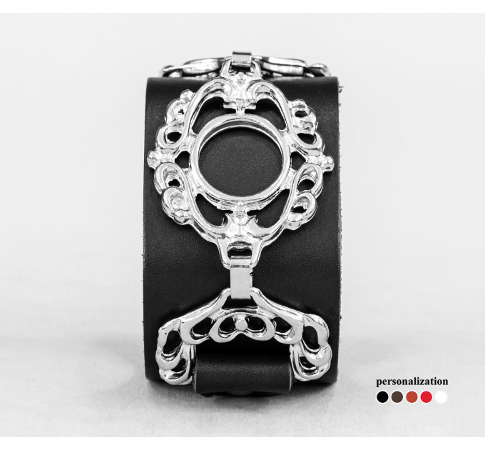 Leather cuff bracelet for men or women, code 3901