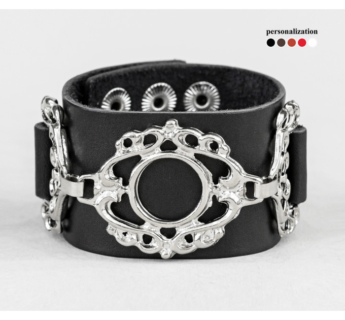 Leather cuff bracelet for men or women, code 3901