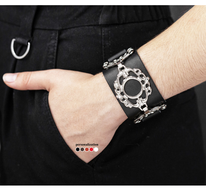 Leather cuff bracelet for men or women, code 3901