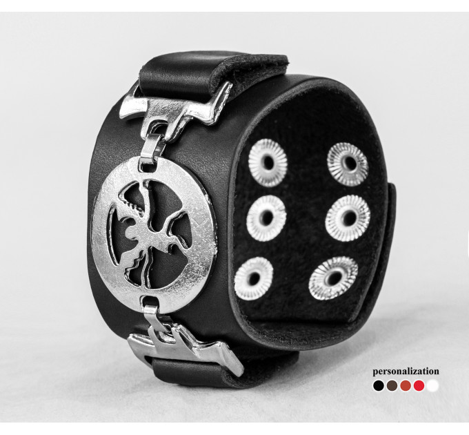 Leather cuff bracelet for men or women, code 3902