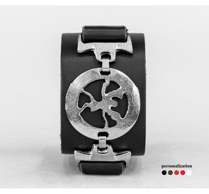 Leather cuff bracelet for men or women, code 3902