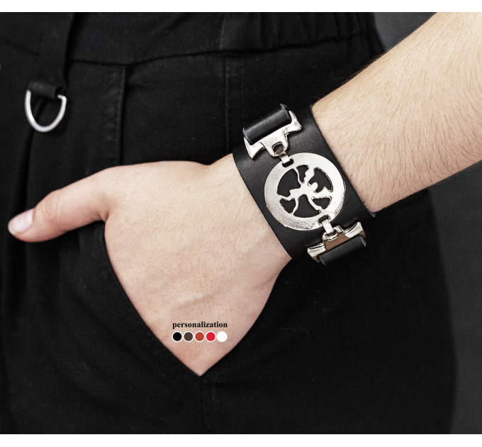 Leather cuff bracelet for men or women, code 3902