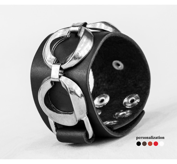 Leather cuff bracelet for men or women, code 3903