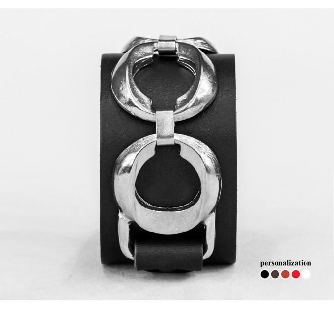 Leather cuff bracelet for men or women, code 3903