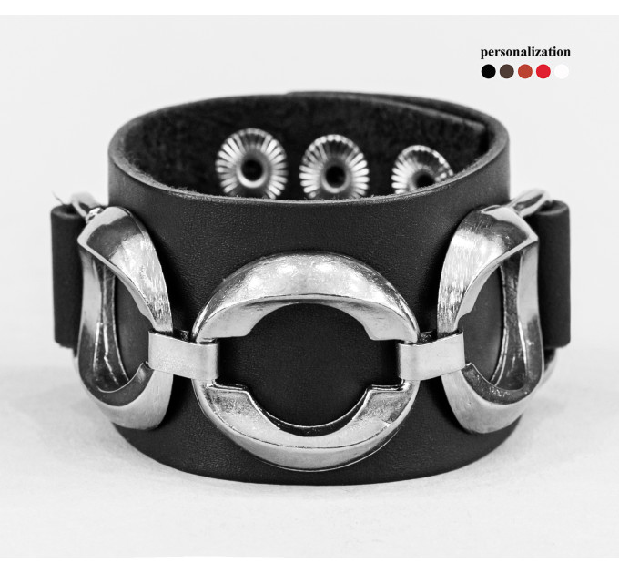 Leather cuff bracelet for men or women, code 3903