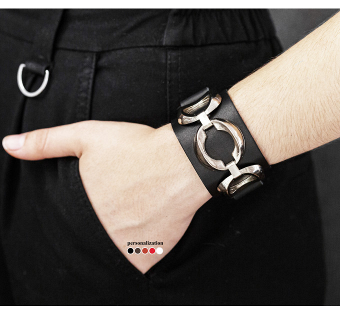 Leather cuff bracelet for men or women, code 3903