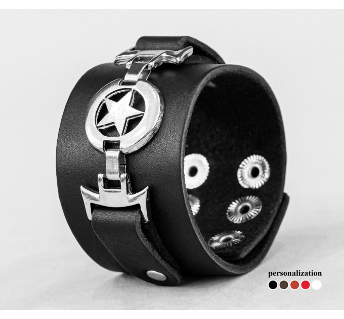 Leather cuff bracelet for men or women, code 3904