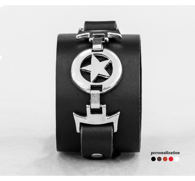 Leather cuff bracelet for men or women, code 3904