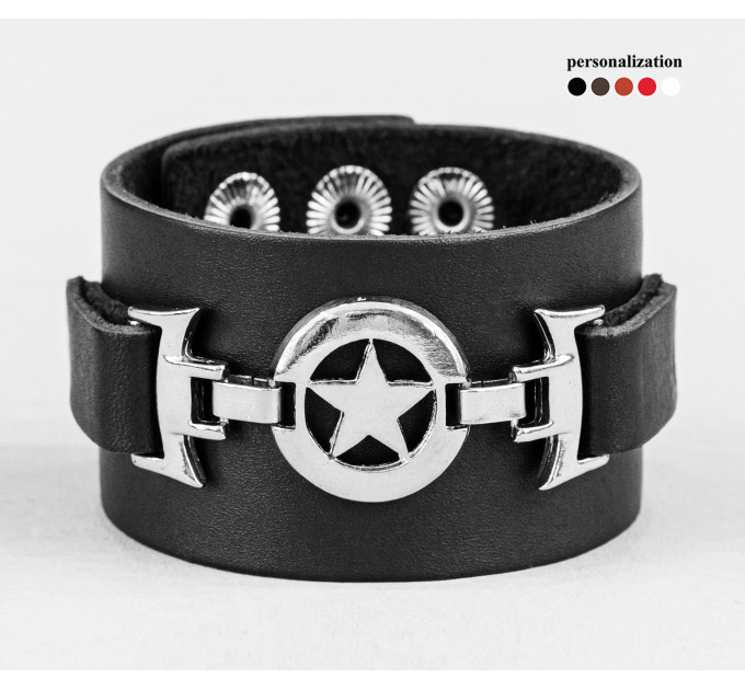 Leather cuff bracelet for men or women, code 3904
