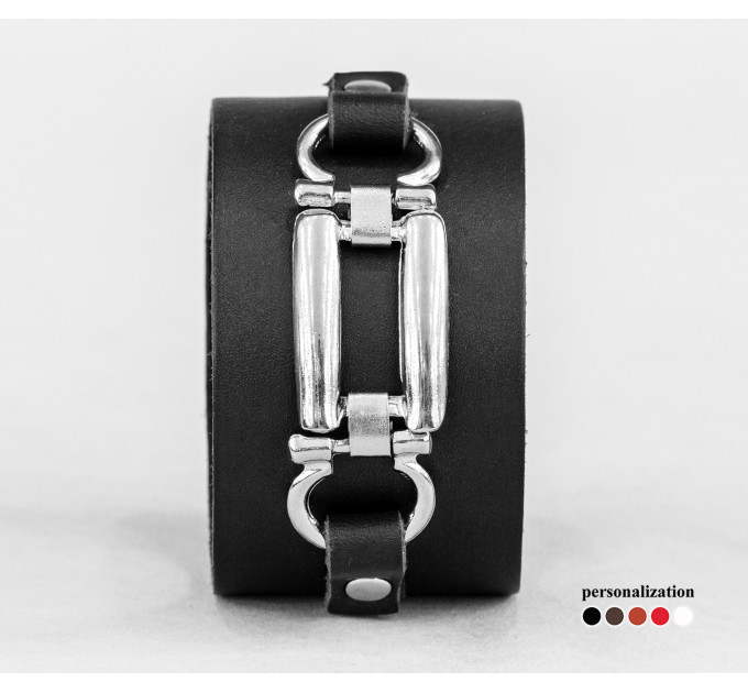 Leather cuff bracelet for men or women, code 3905