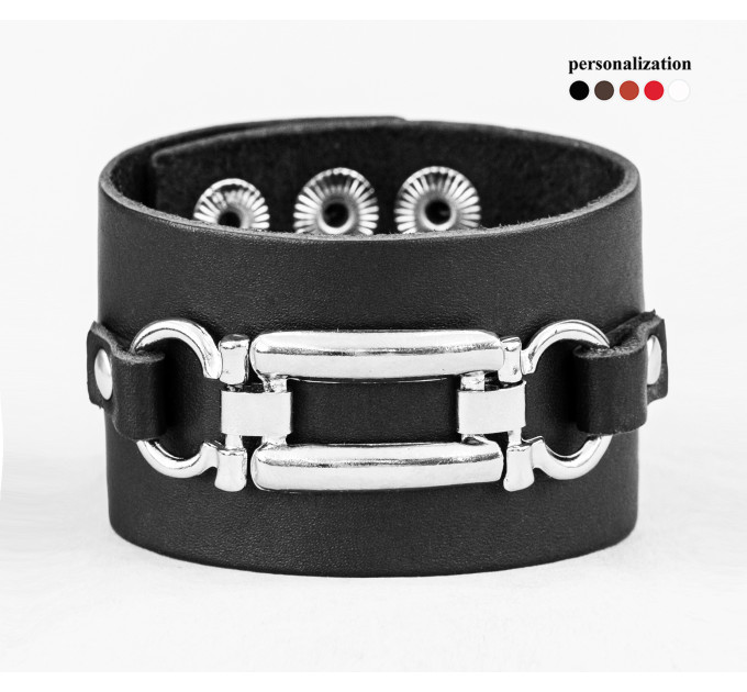 Leather cuff bracelet for men or women, code 3905