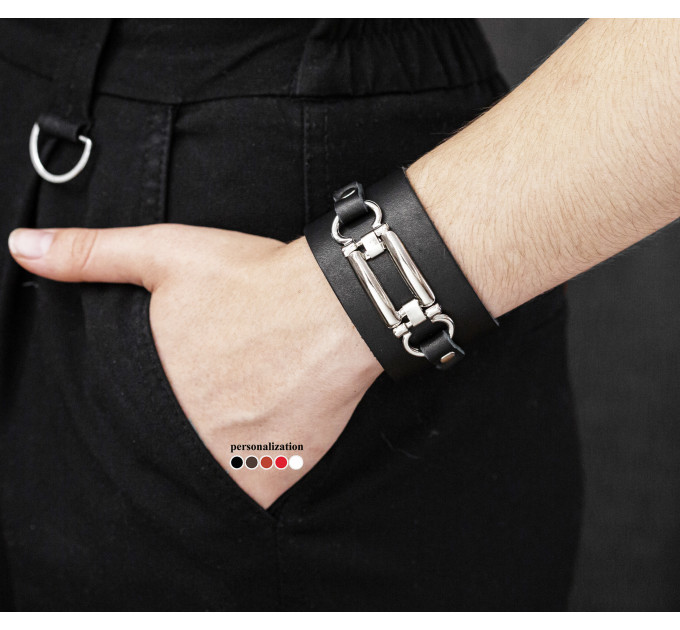 Leather cuff bracelet for men or women, code 3905