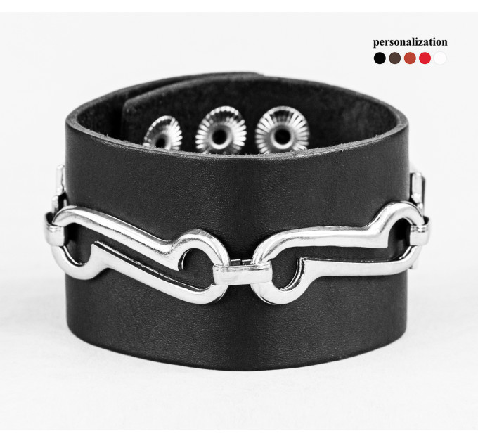 Leather cuff bracelet for men or women, code 3906