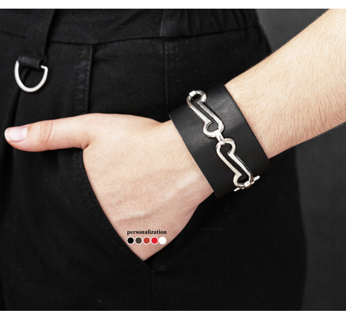 Leather cuff bracelet for men or women, code 3906