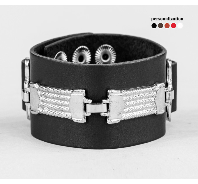 Leather cuff bracelet for men or women, code 3907