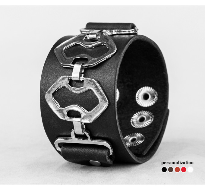Leather cuff bracelet for men or women, code 3908
