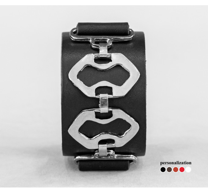 Leather cuff bracelet for men or women, code 3908