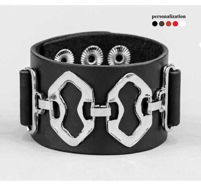 Leather cuff bracelet for men or women, code 3908