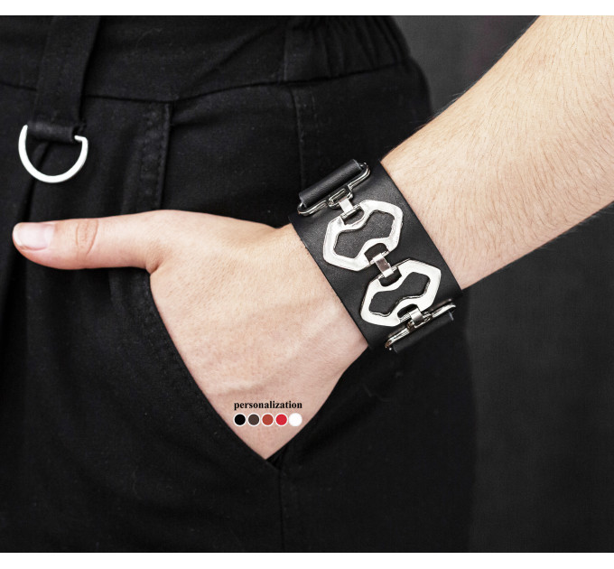 Leather cuff bracelet for men or women, code 3908