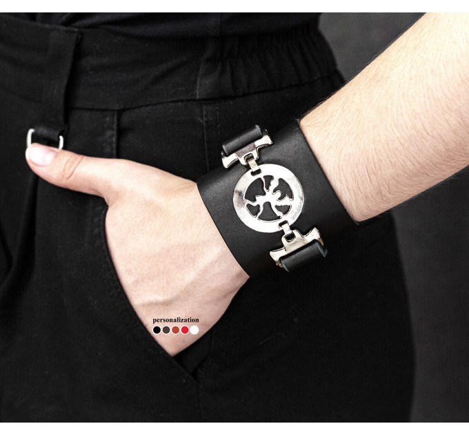 Leather cuff bracelet for men or women, code 3920