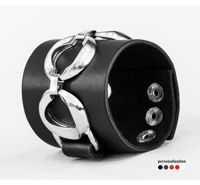 Leather cuff bracelet for men or women, code 3921