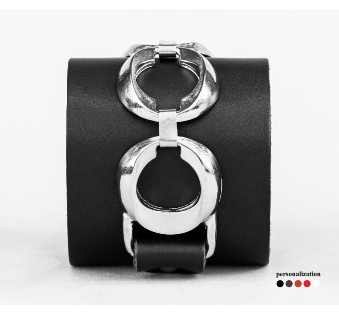 Leather cuff bracelet for men or women, code 3921