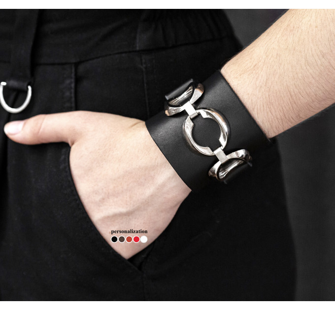 Leather cuff bracelet for men or women, code 3921