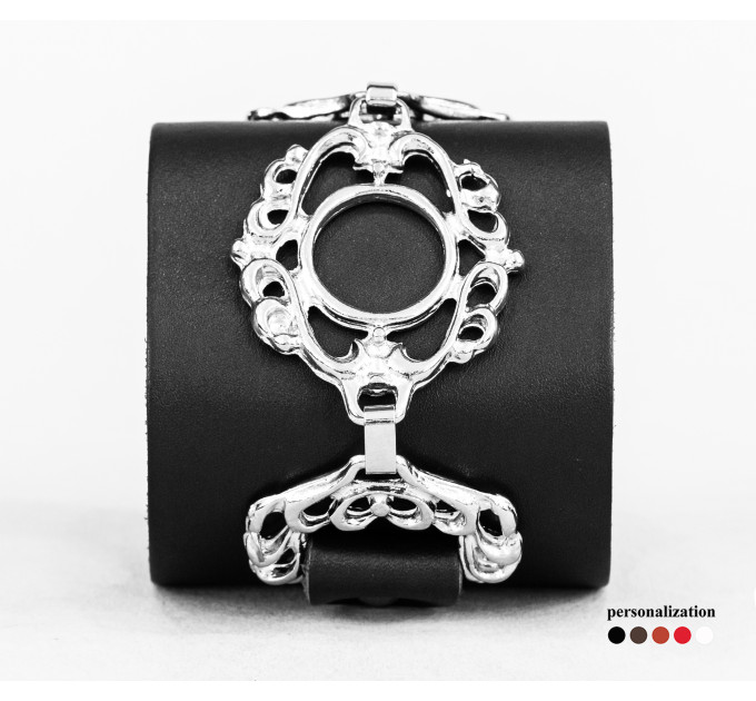 Leather cuff bracelet for men or women, code 3922