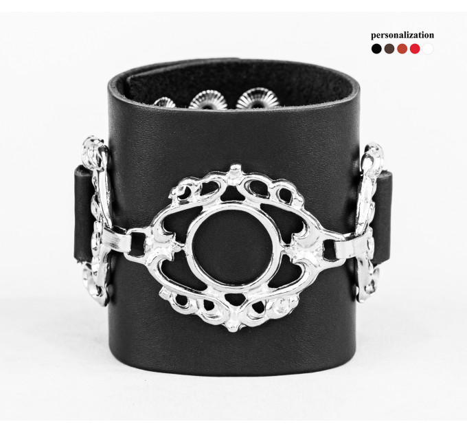 Leather cuff bracelet for men or women, code 3922