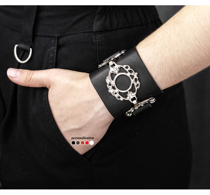 Leather cuff bracelet for men or women, code 3922